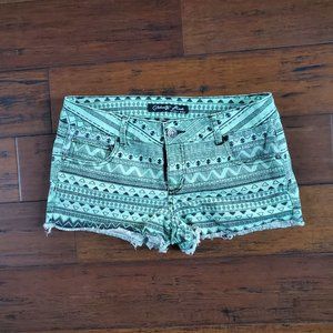 Mint Green Tribal Print Shorts